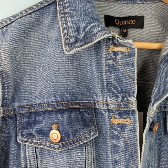 Quince Women's 100% Organic Cotton Jean Denim Jacket Indigo Blue Medium - Picture 10 of 15